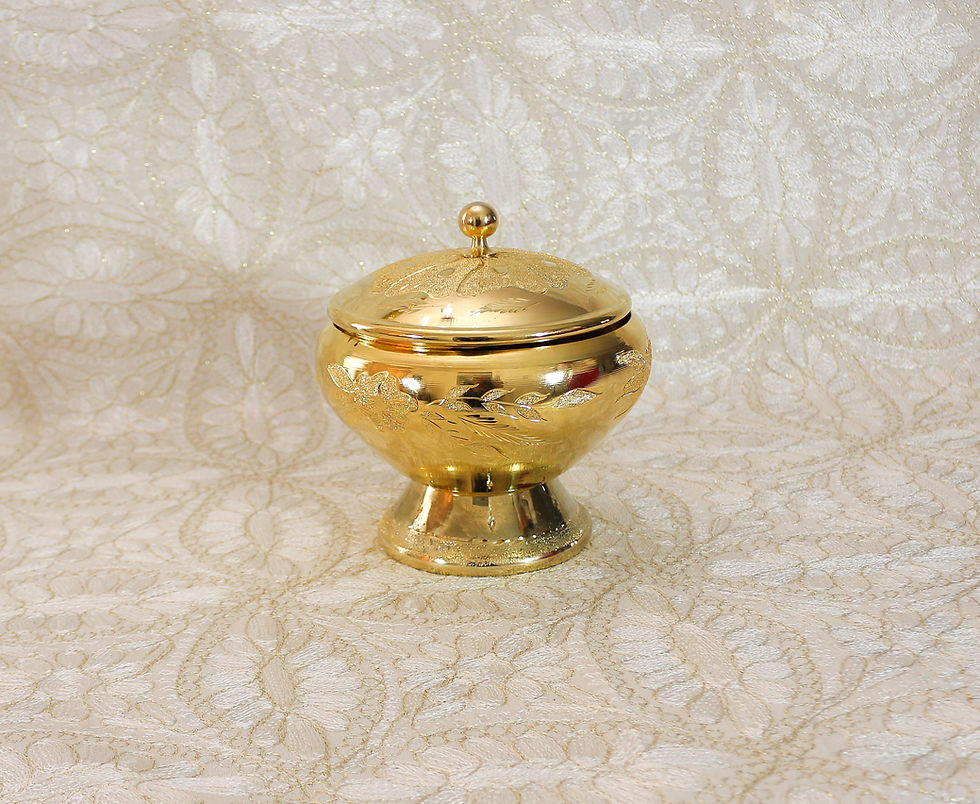 Thumbnail: Copper 24 karat gold plated Sugar Pot,