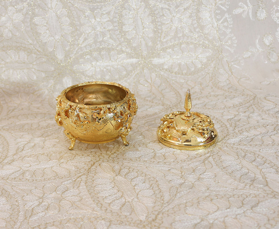 Thumbnail: Copper 24 karat gold plated Sugar Pot,