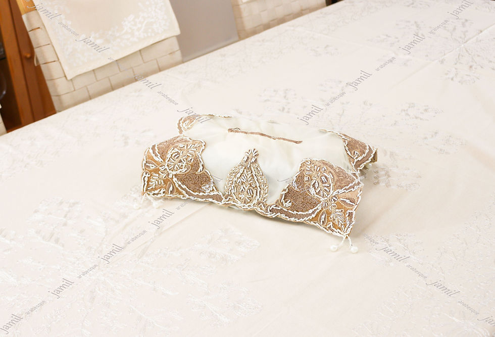 Thumbnail: Bead embroidery table cover Set of four pieces,