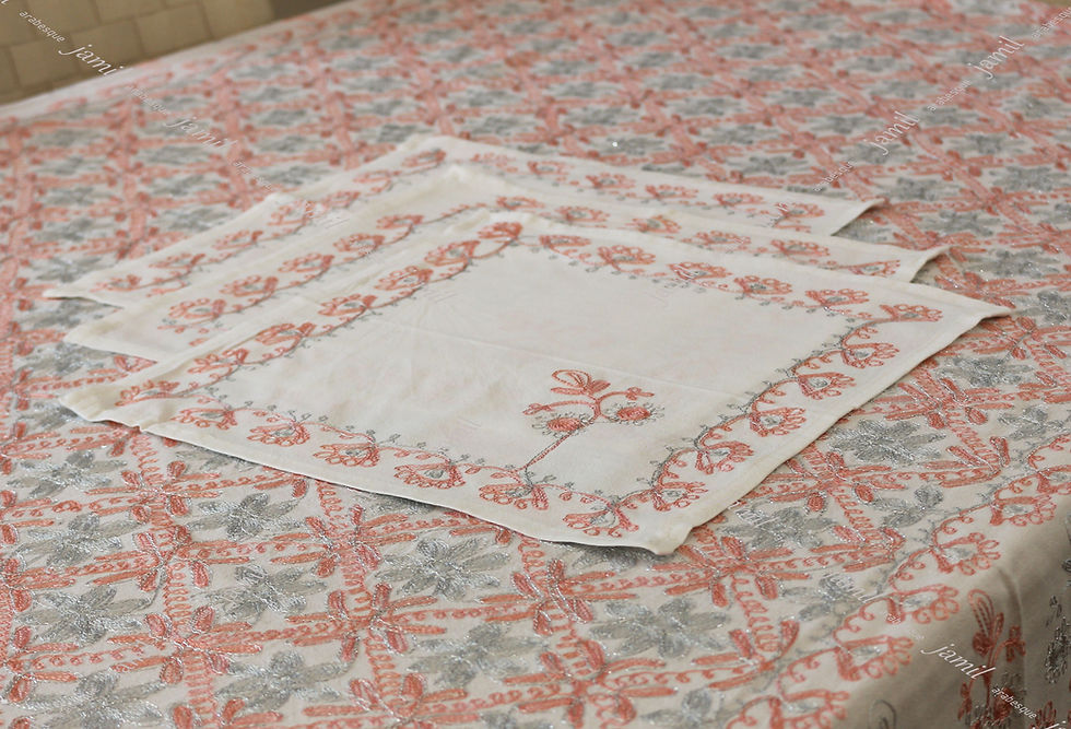 Thumbnail: Tablecloths, embroidered silk threads