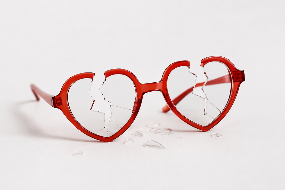 Broken heart glasses