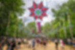 hanging kinetic custom wind chime installation for Electric Forest
