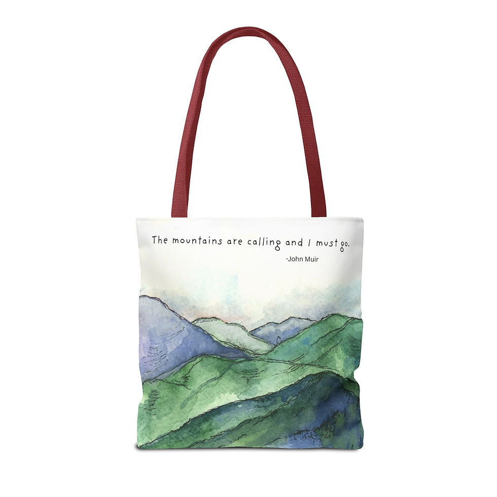 Thumbnail: Personalized "The Mountains Are Calling" Tote Bag (AOP)