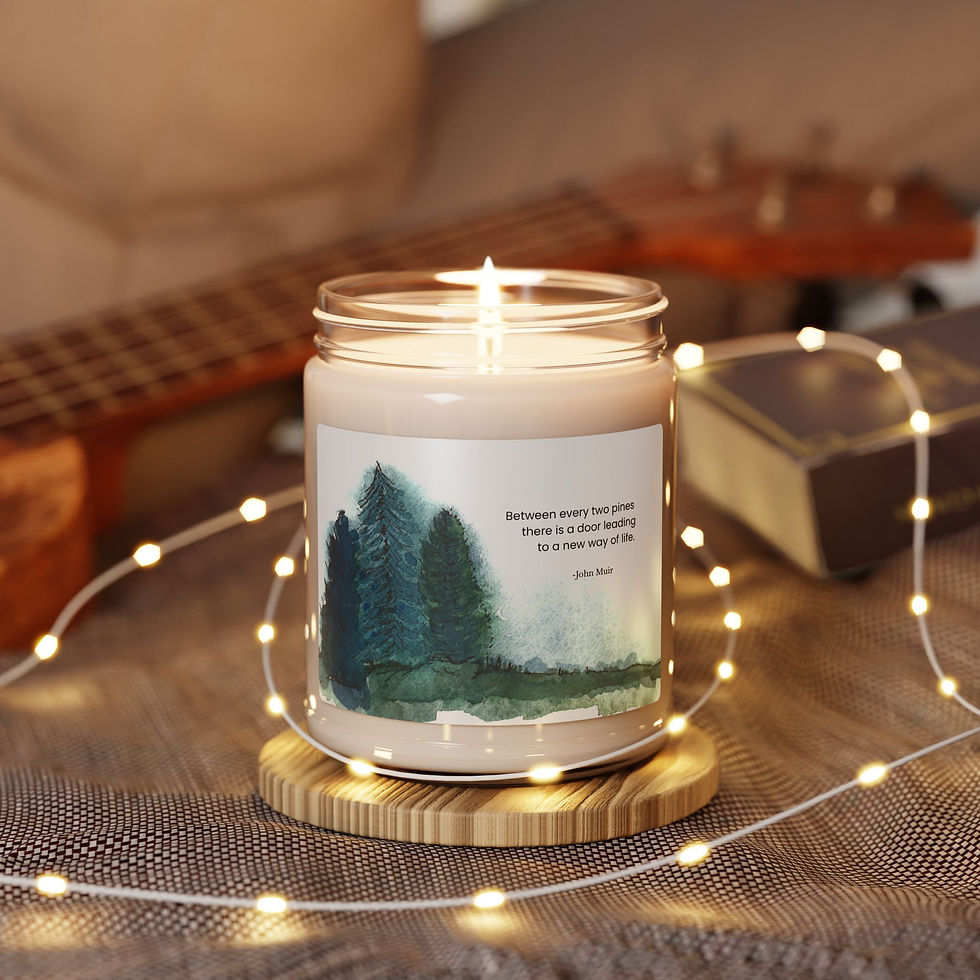 Thumbnail: 9oz Soy Candle — Tranquil Forest Scented Candle with 'Between Pines' Quote