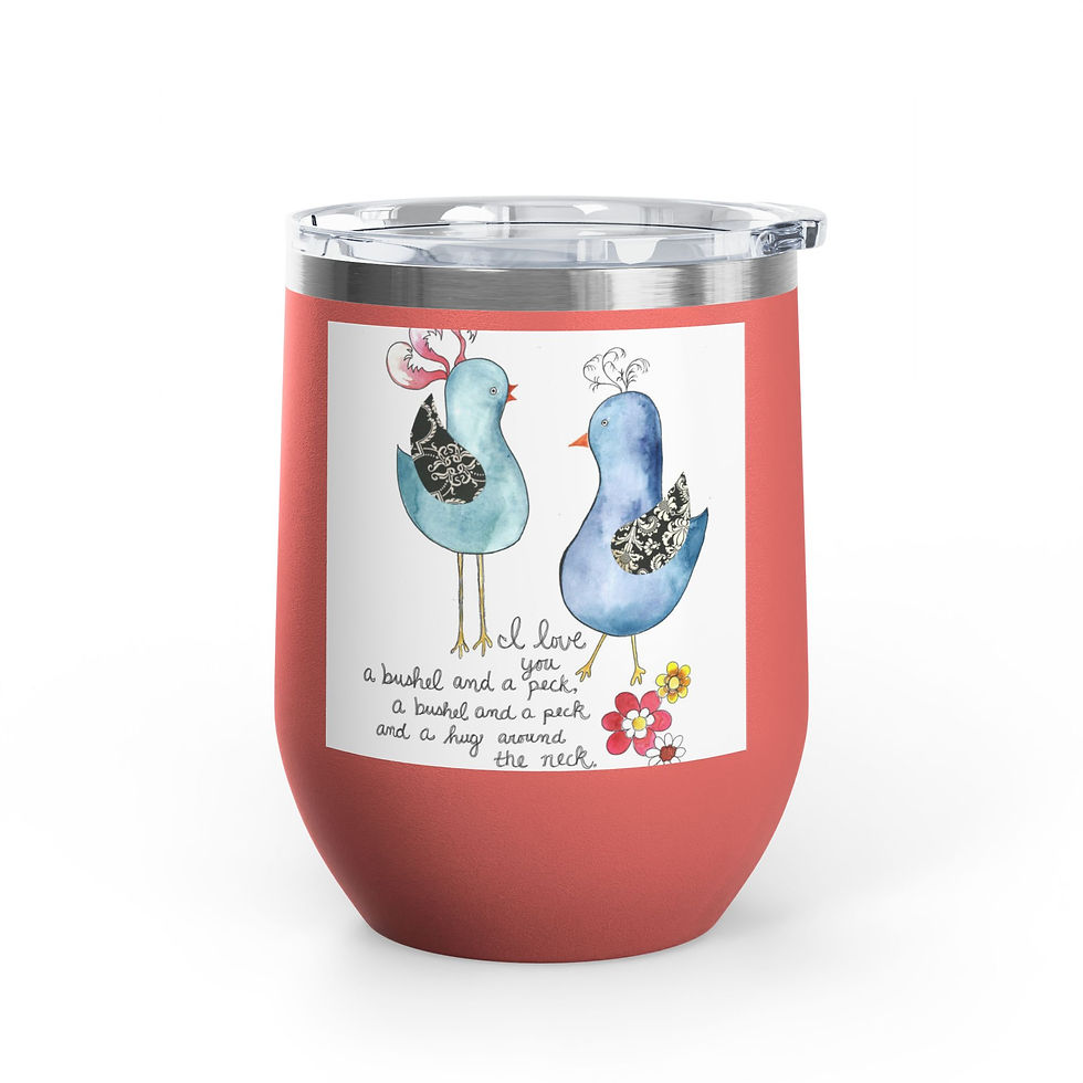 Thumbnail: Whimsical Bushel and a Peck Wine Tumbler - 12oz Insulated Drinkware 