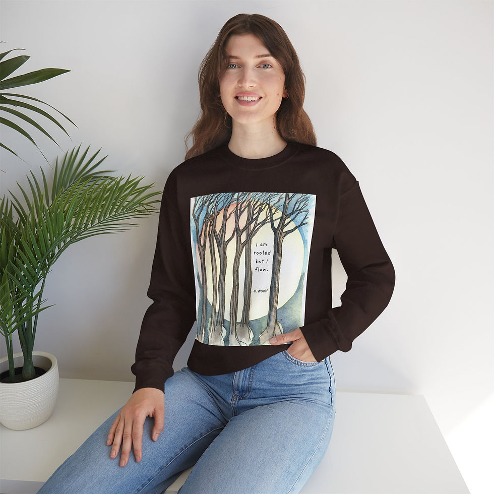 Thumbnail: Artistic Unisex Crewneck Sweatshirt - "I Am Rooted But I Flow" V. Woolf Design