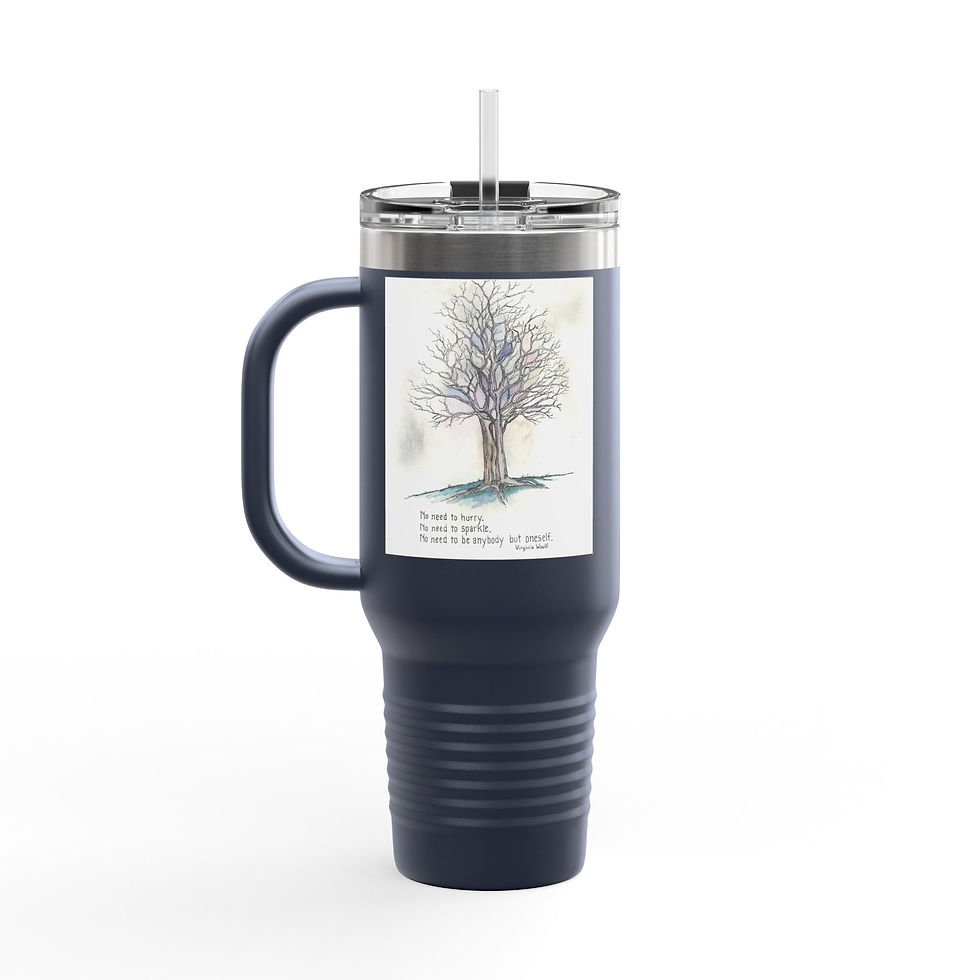 Thumbnail: Virginia Woolf Insulated Travel Mug - "No need to hurry'