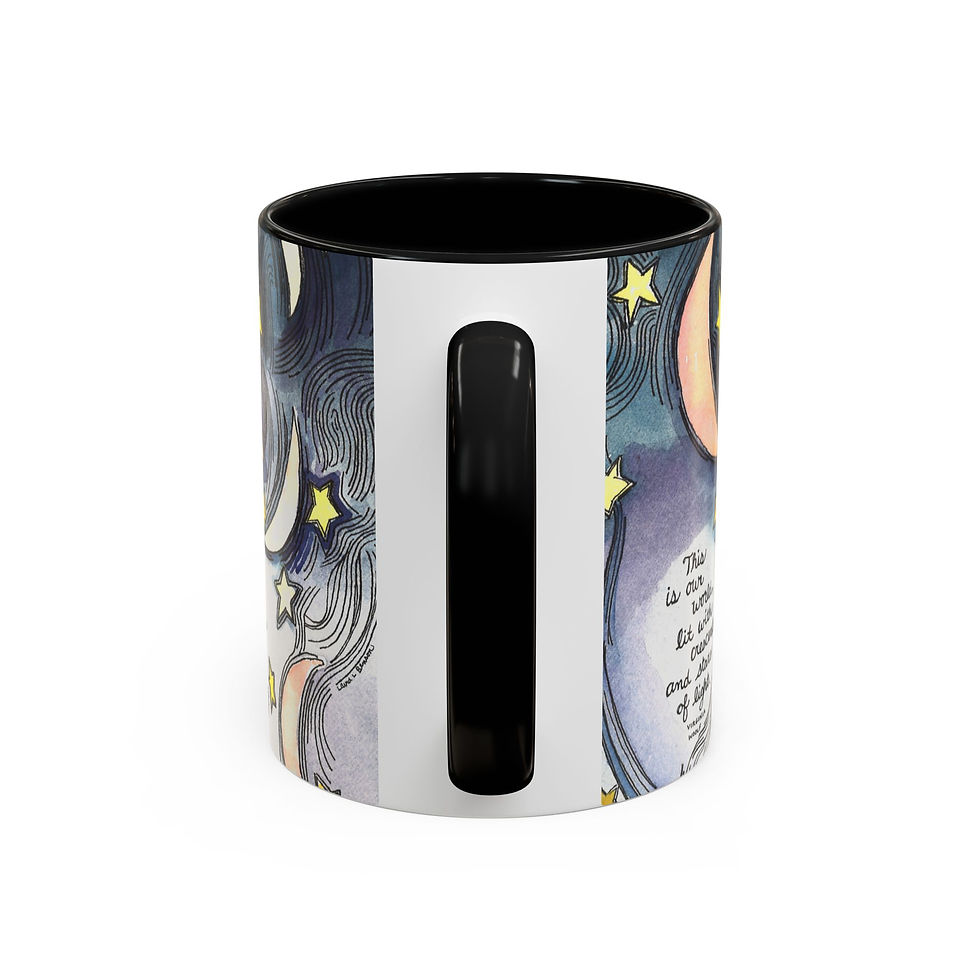 Thumbnail: Virginia Woolf Accent Coffee Mug with Moon and Stars Design