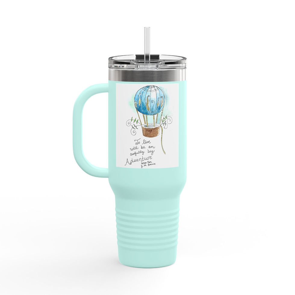 Thumbnail: Insulated Travel Mug with Peter Pan Life Adventure Quote