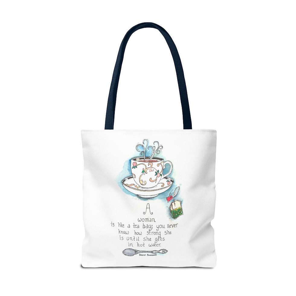 Thumbnail: Tote Bag — Eleanor Roosevelt Strong Women Floral Tea Cup Tote