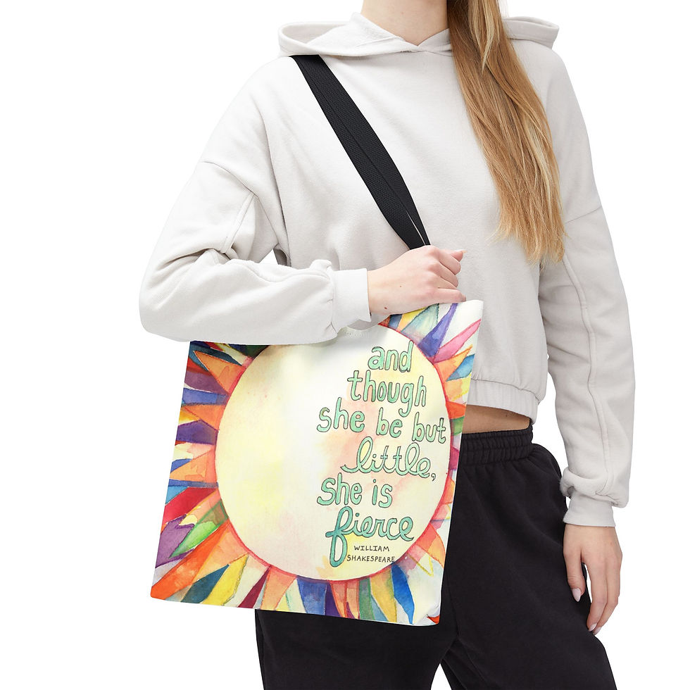 Thumbnail: Shakespeare's "She is Fierce" Spirit Tote Bag - Inspirational AOP Design