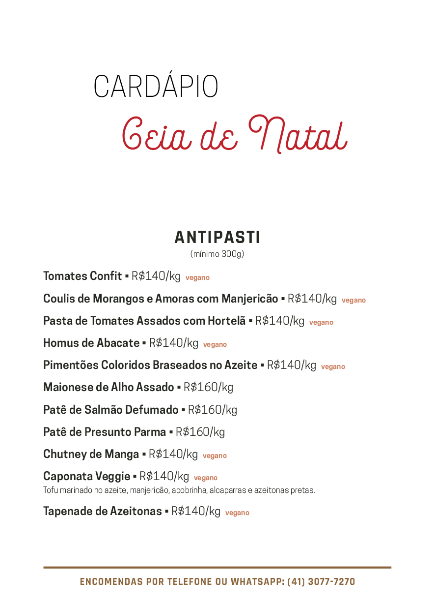 cardápio de encomendas de Natal quiches