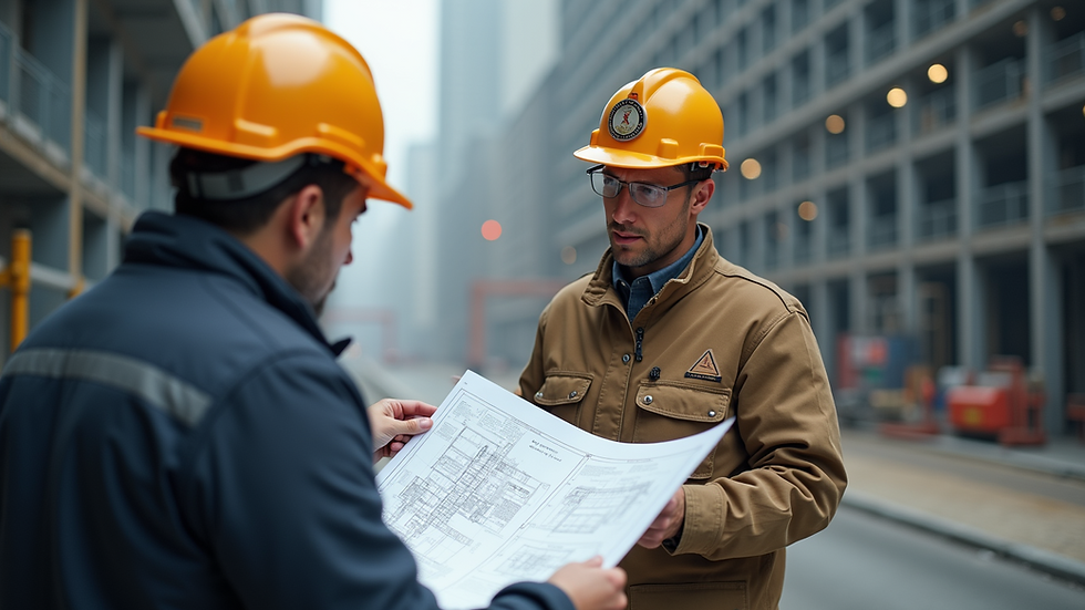 Close-up view of a fire safety engineer reviewing building plans