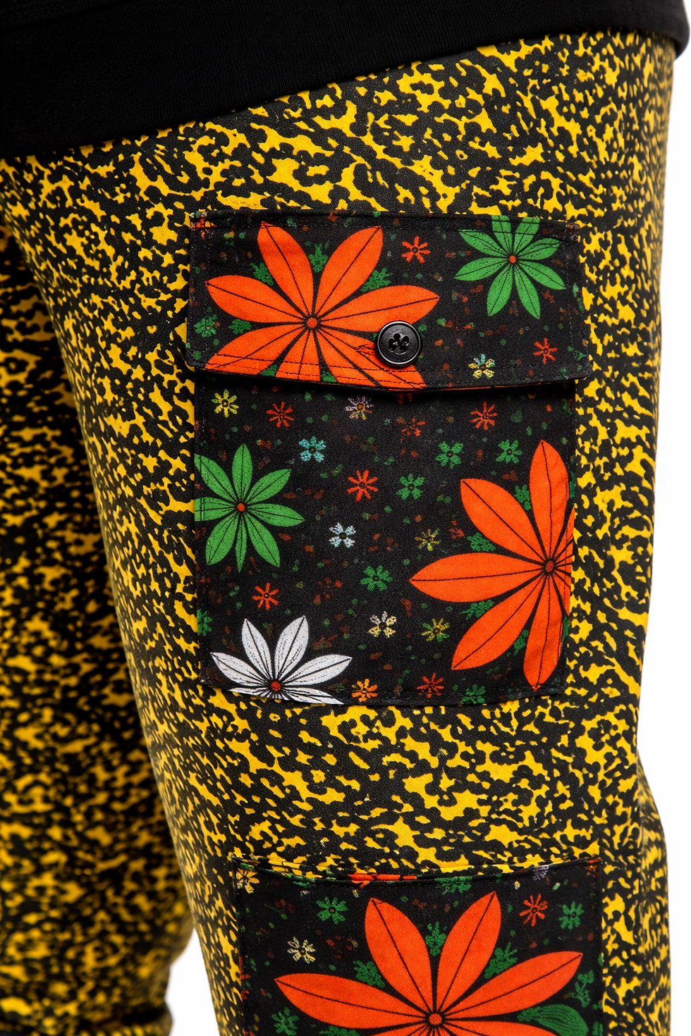 Thumbnail: Black Ankara Blend Hoodie & Jogger Set – Afro-Urban Tracksuit (Size Large)