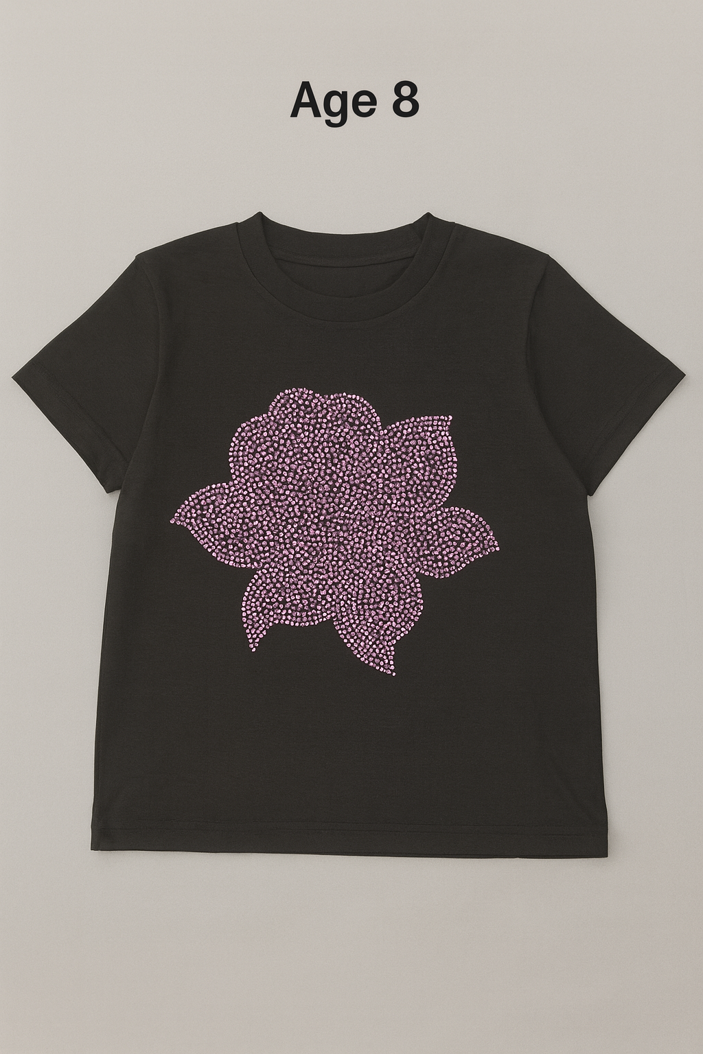 Bejeweled Pink Rose Black Tshirt