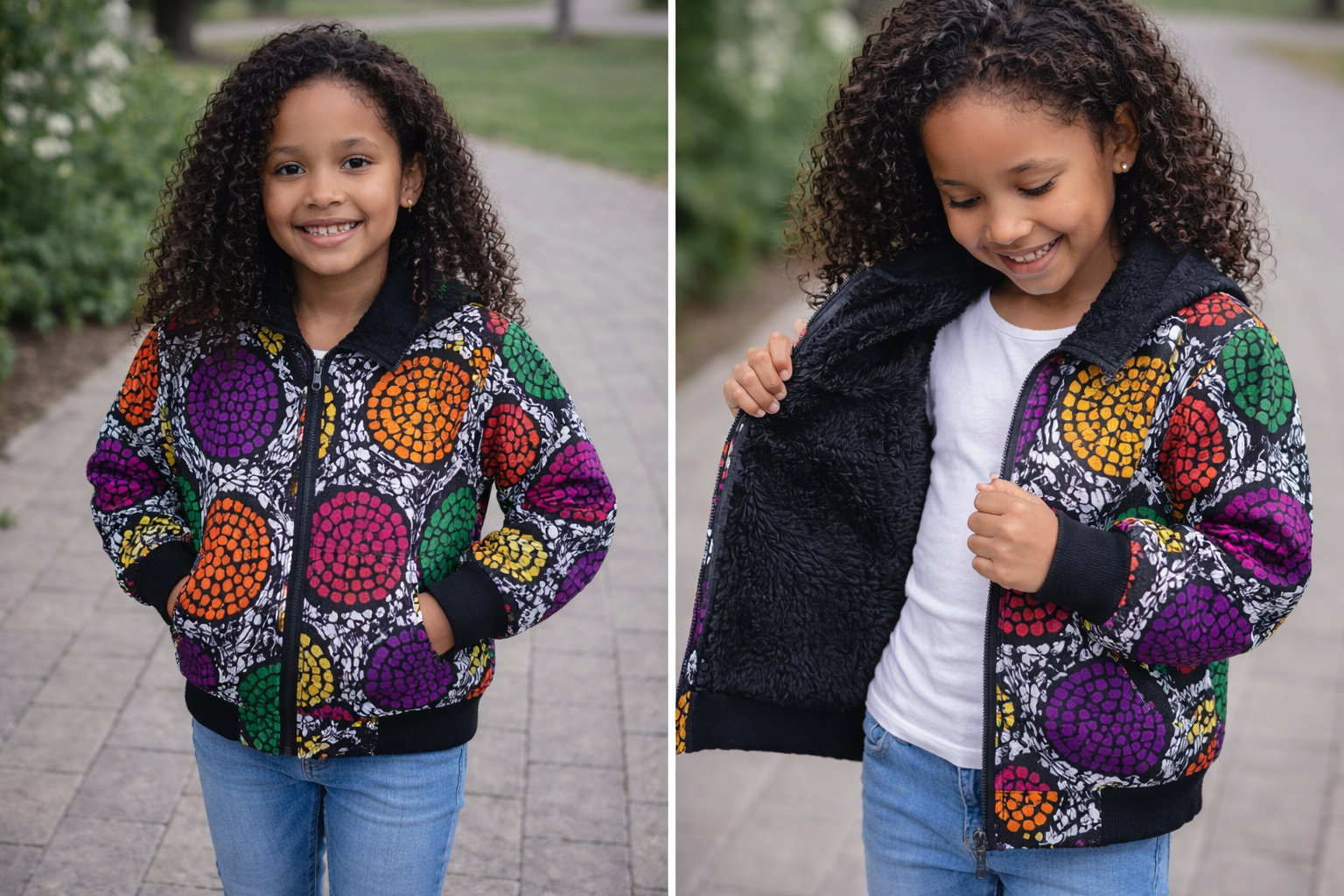 Podka dot Faux lined bomber kids jacket