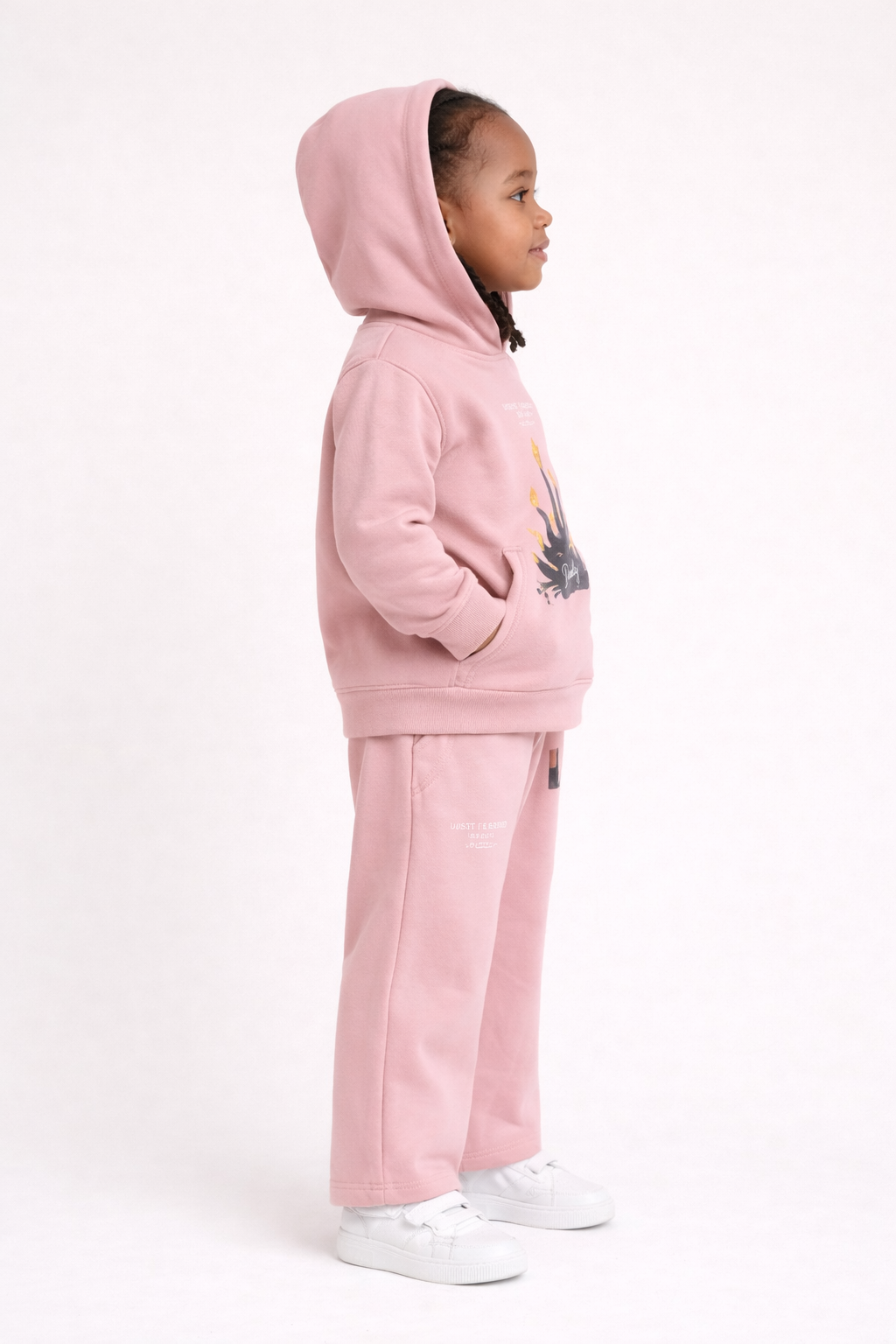 Girls Blush Pink Jogger Set – “Just Blessed” Hoodie & Wide-Leg Sweatpants (Age 4