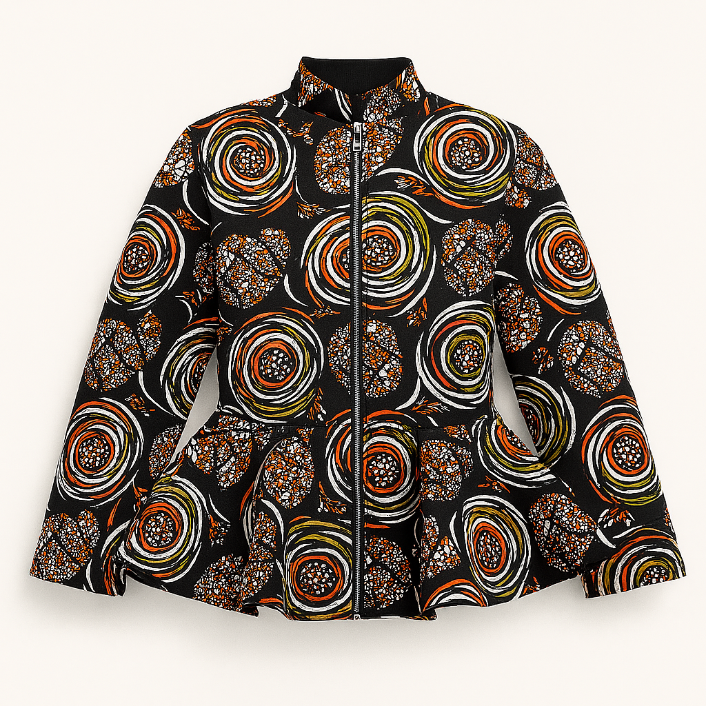 Brown and white peplum top