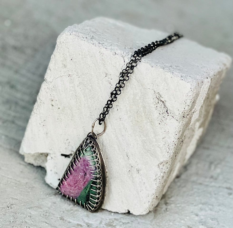 Thumbnail: Ruby Zoisite Moth Necklace 