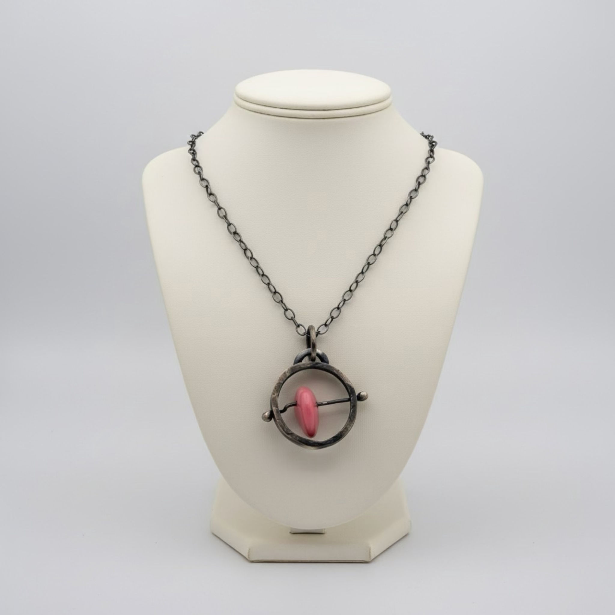 Vintage Glass Heart Fidget Necklace