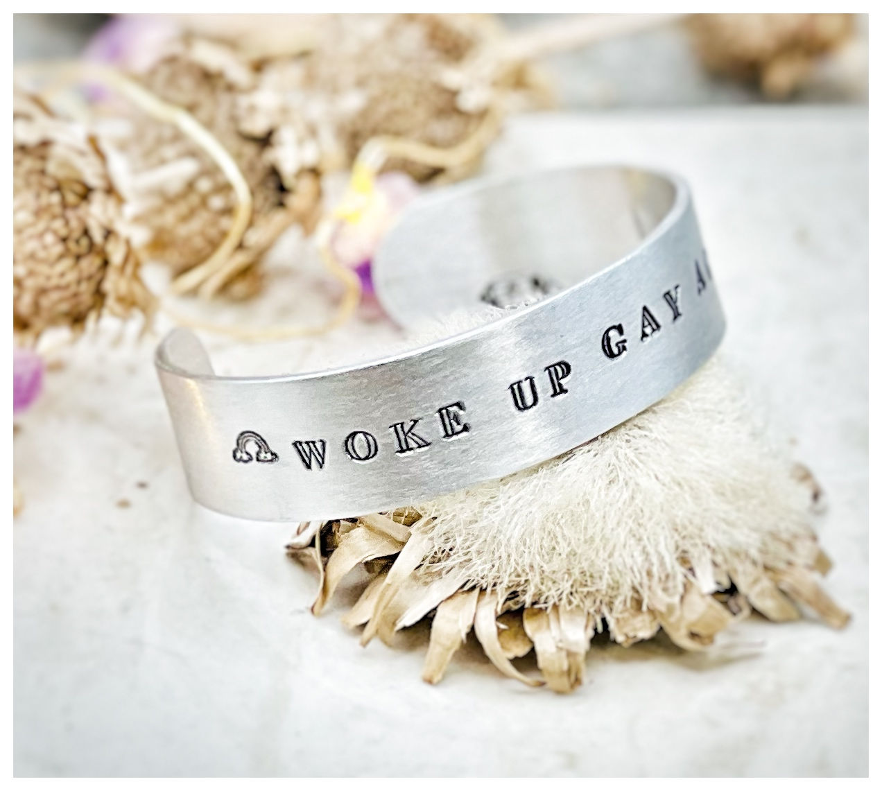 Woke Up Gay Again Rainbow Cuff Bracelet