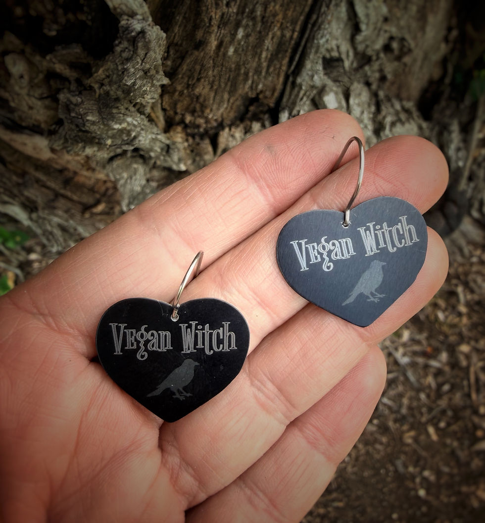 Hình thu nhỏ: Vegan Witch Raven Heart Earrings
