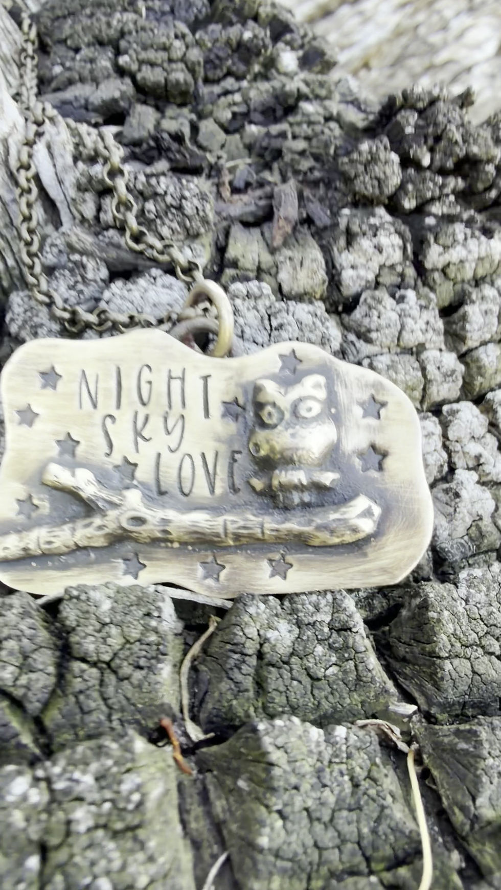 Thumbnail: Vintage Night Sky Love Owl Pendant 