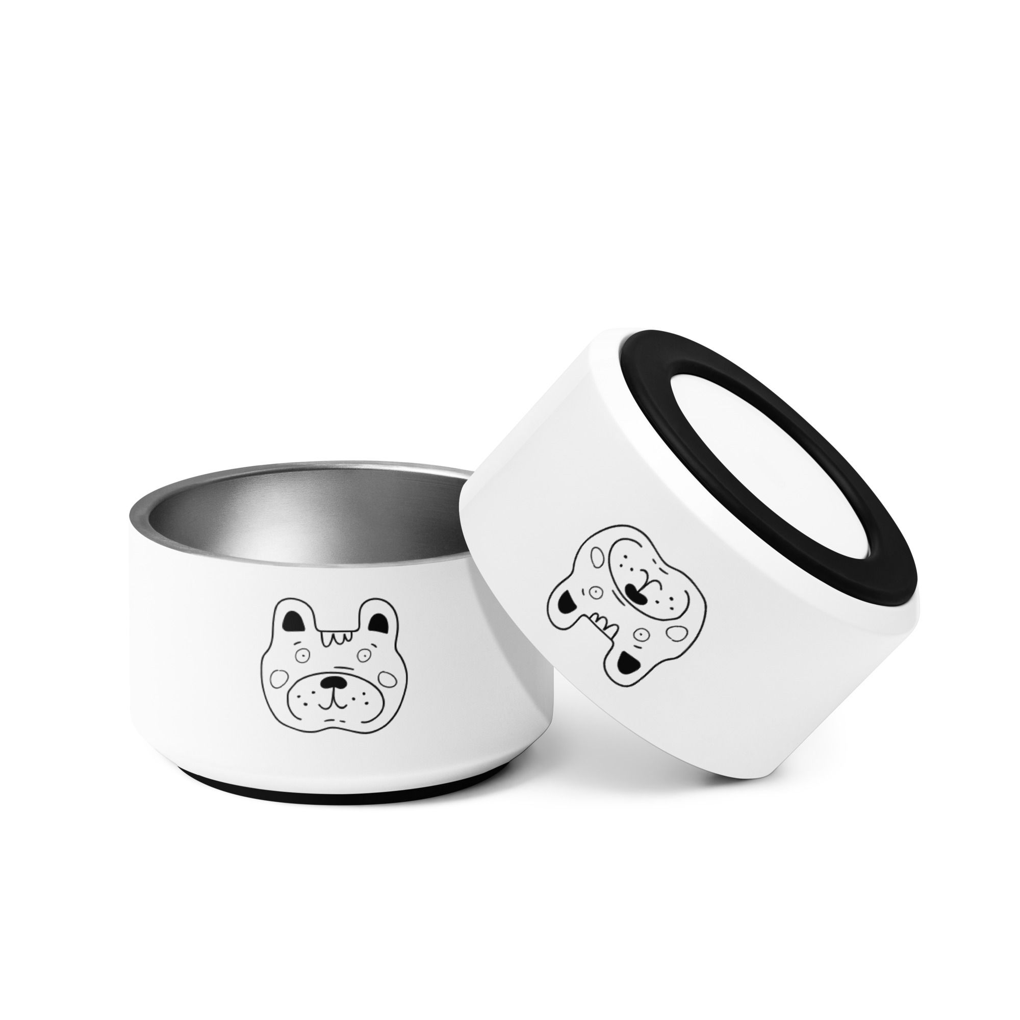 Cute Black & White Dog bowls