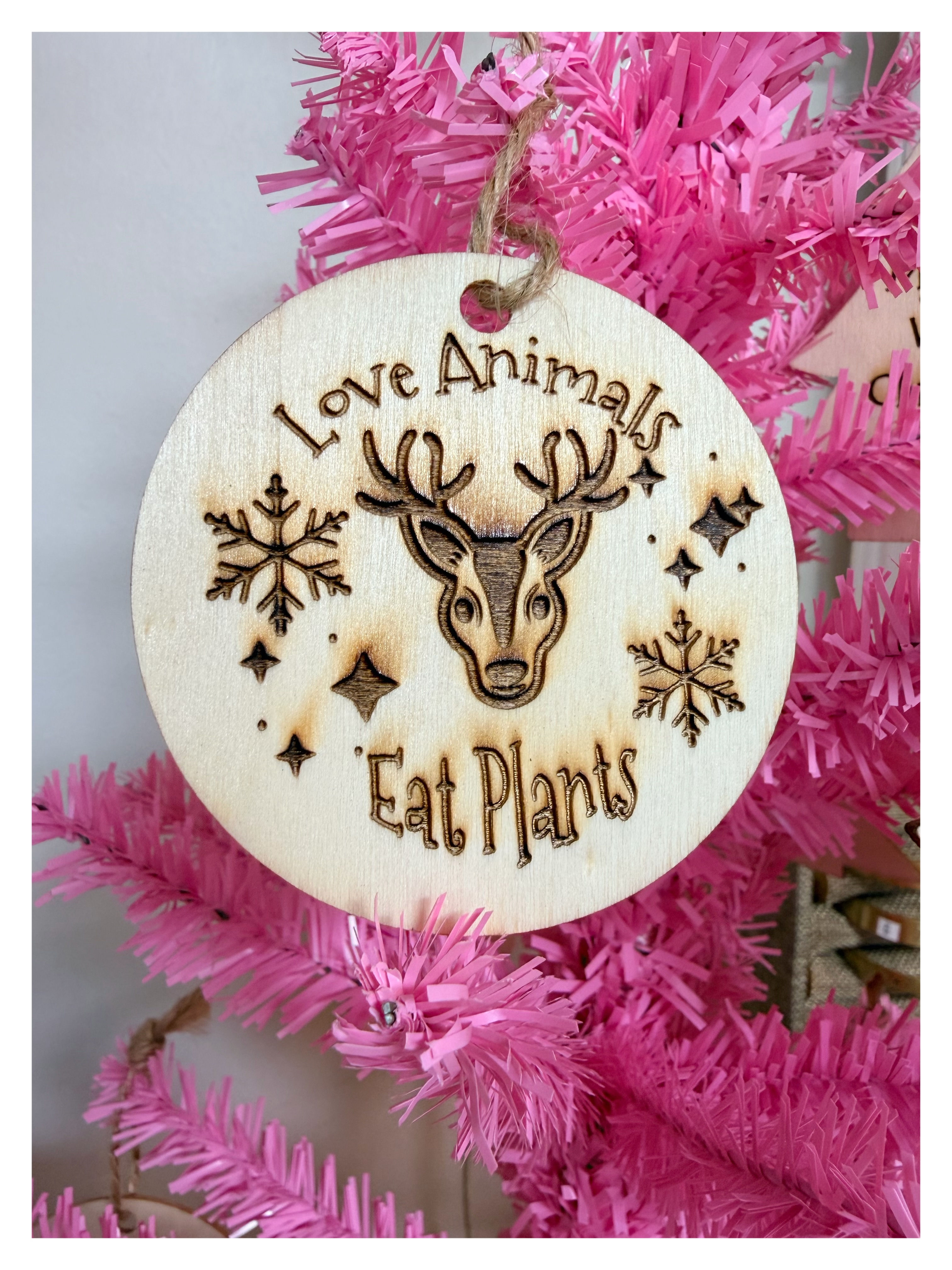 Love Animals Eat Plants Deer Wood Ornament