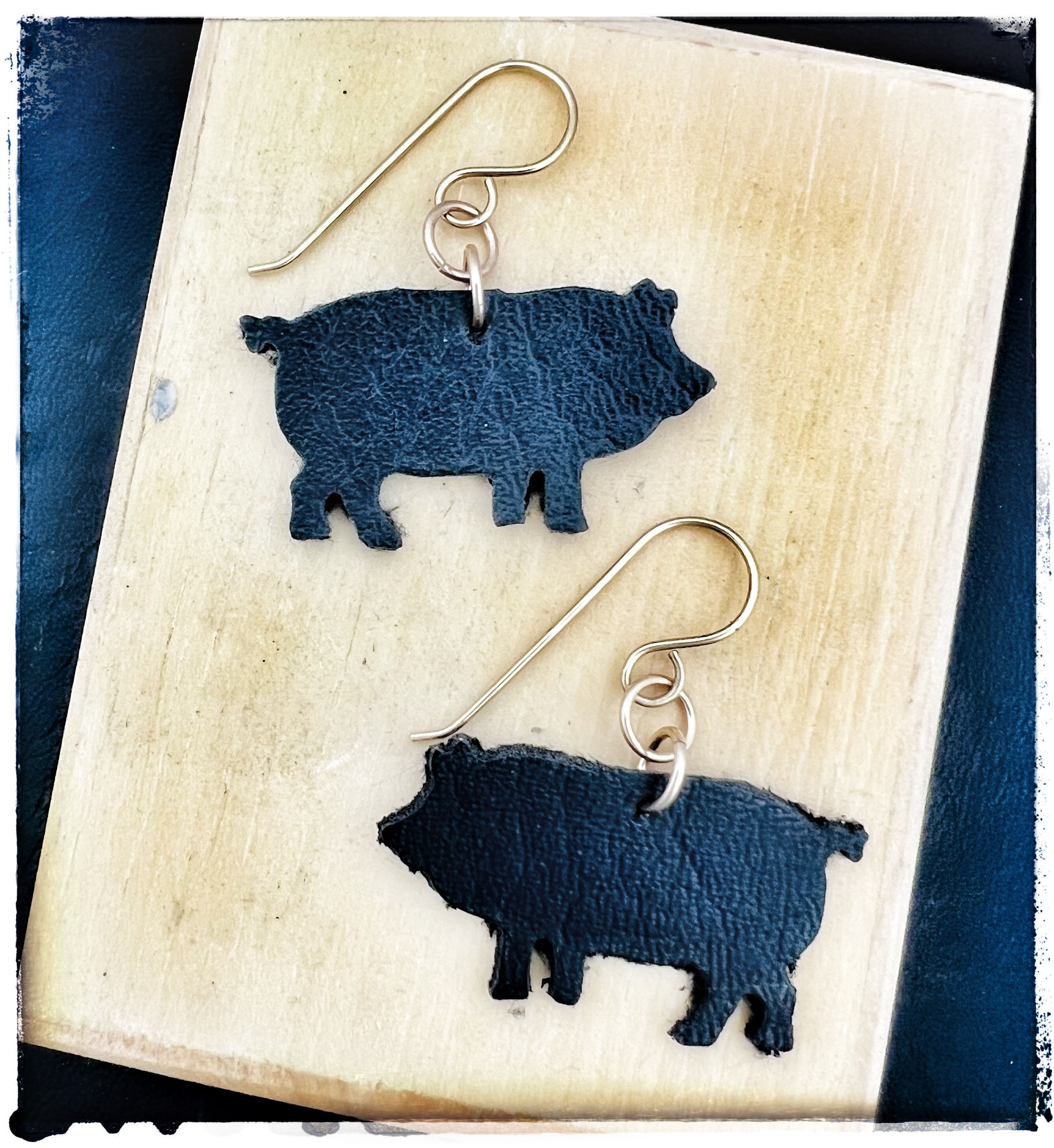 Vegan Leather Pig Earrings
