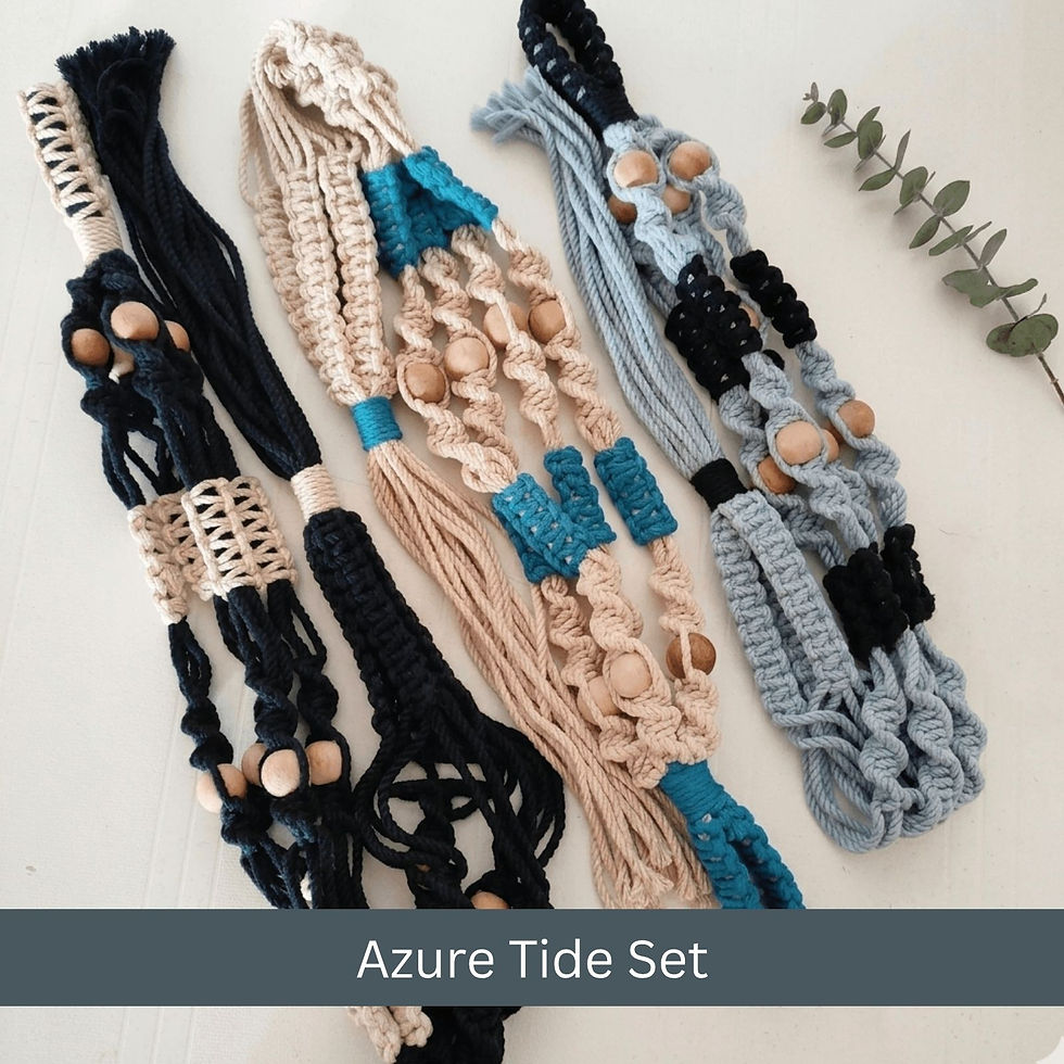 Thumbnail: Aasri Living Dual Color Azure Tide Macrame Plant Hanger Value Bundle