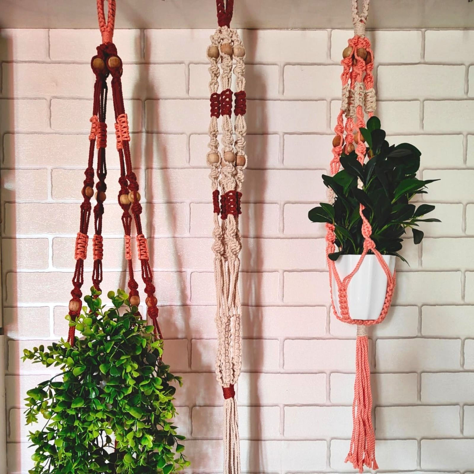 Aasri Living Dual Color Terra Harvest Macrame Plant Hanger Value Bundle