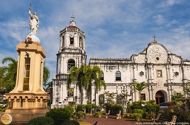 View the elegant white facade of the Cebu Cathedral. Enjoy a serene day on your Cebu private pilgrimage tour package exploring landmarks with Pearl Horizon Travel.