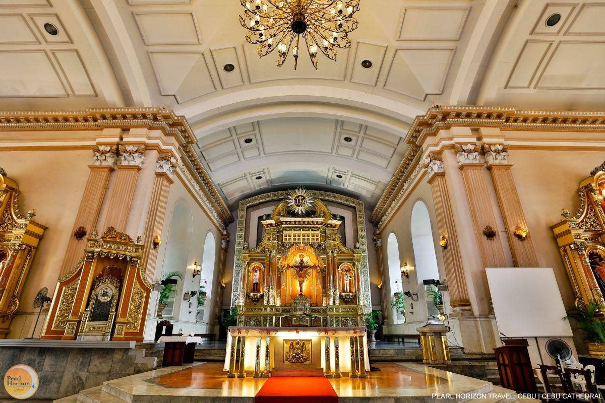 Reflect inside the majestic Cebu Cathedral. Book your Cebu private pilgrimage tour package to experience this beautifully grand altar with Pearl Horizon Travel.