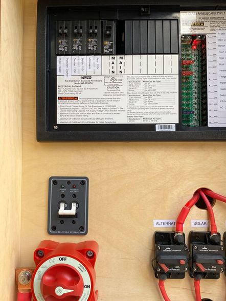 electrical control center in a camper van