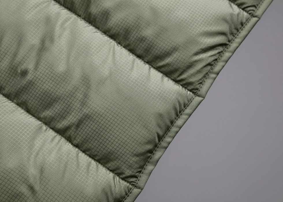 Insulated rear door panel fabric detail. Magnetic insulated rear door panel close up