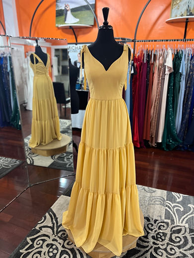 gold-bridesmaid-ruffled-strappy-dress-with-pockets