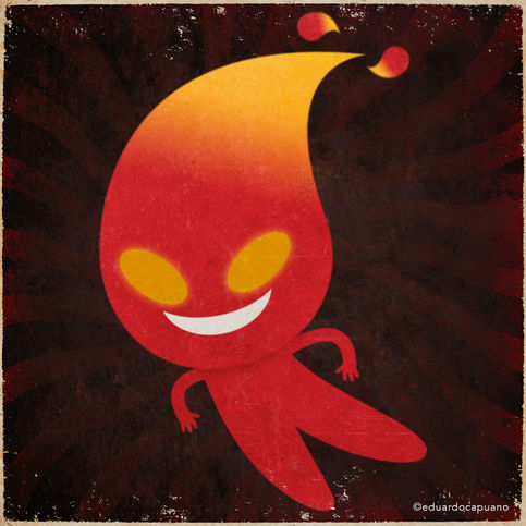 Illustration of funny flaming guy