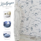 Blomster ranke - Ocean blue Wallpaper Vintage Paint