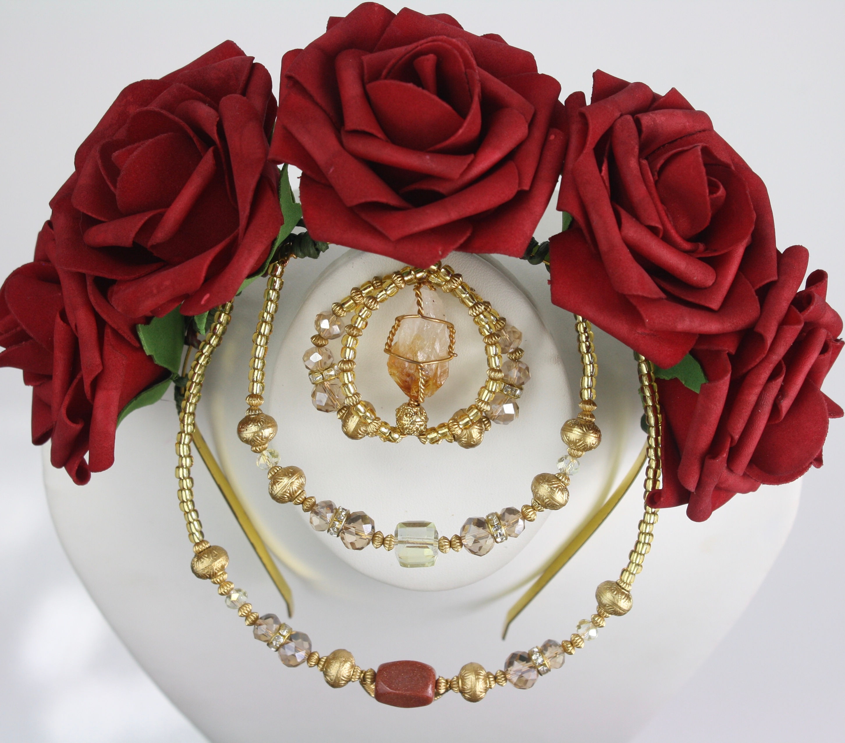 Rose Flower Crown: Citrine Forehead Piece