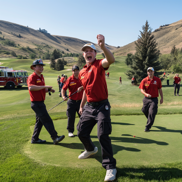 Young firefighters on a golf trip