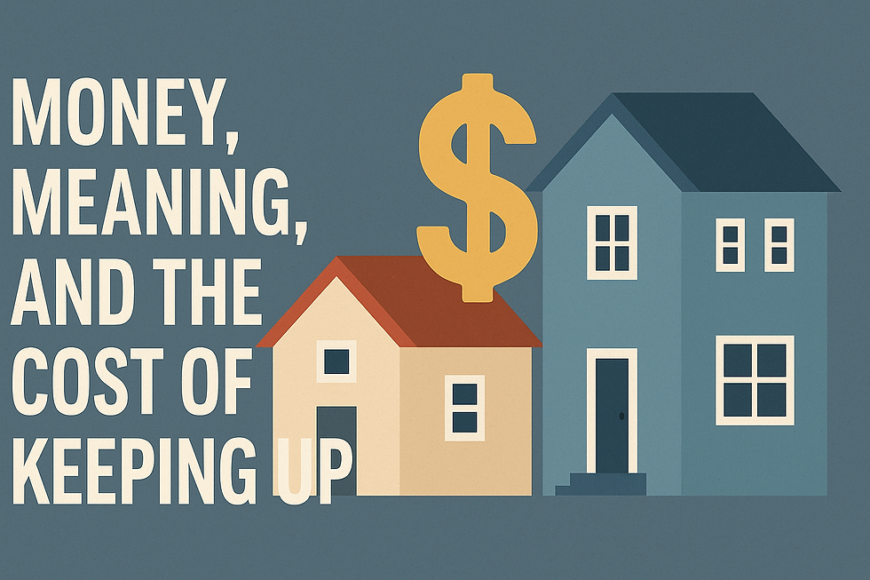 Cover image, Money, Money Meaning and the cost of keeping up