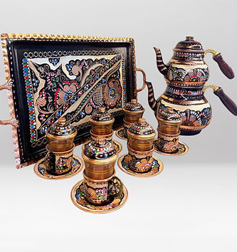 6 copper tea glass in tray with teapot.jpg