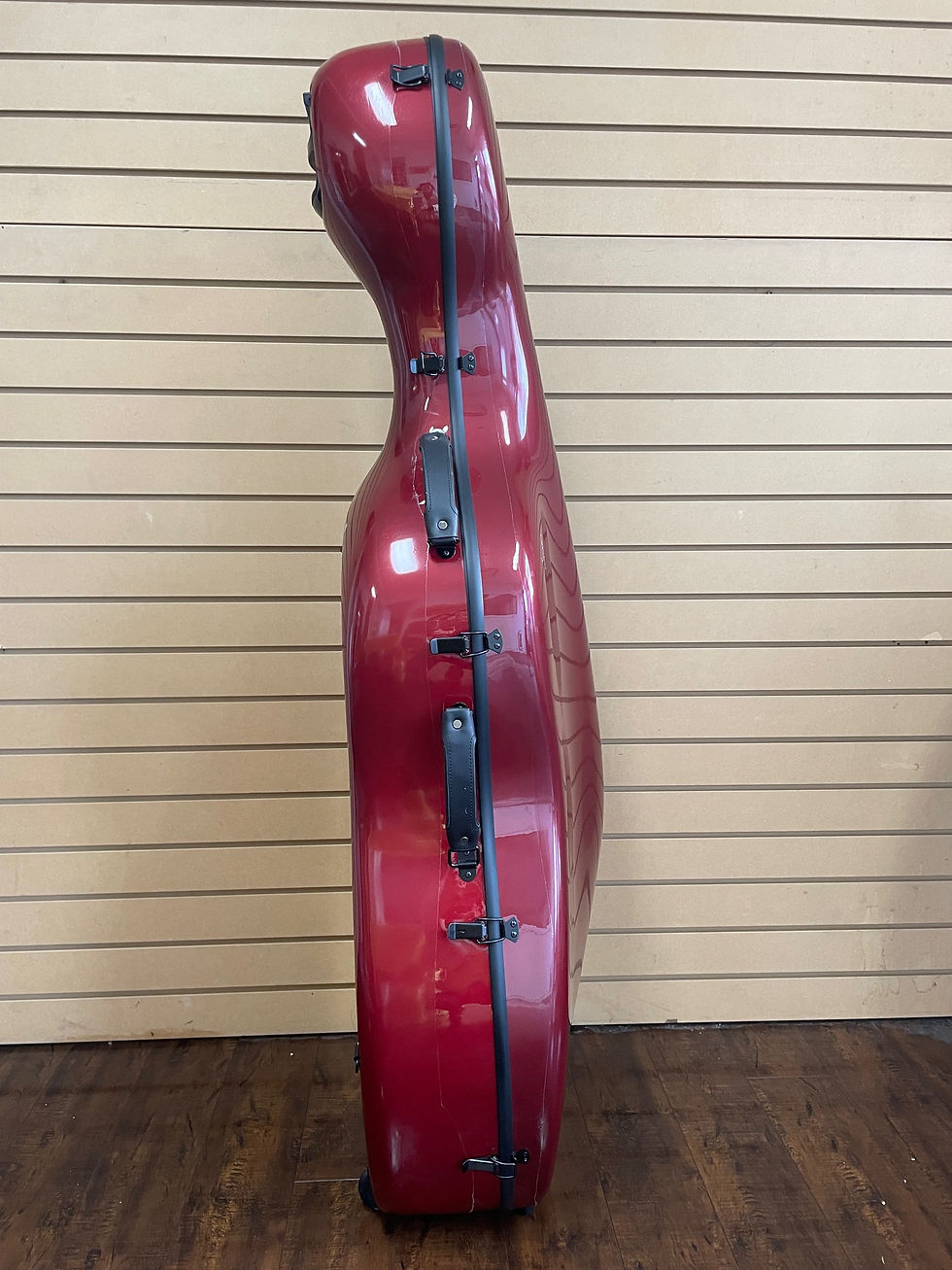 Miniature : Carbon Fiber Cello Case 4/4 Full Size Wine Red 7.9 lb Wheels