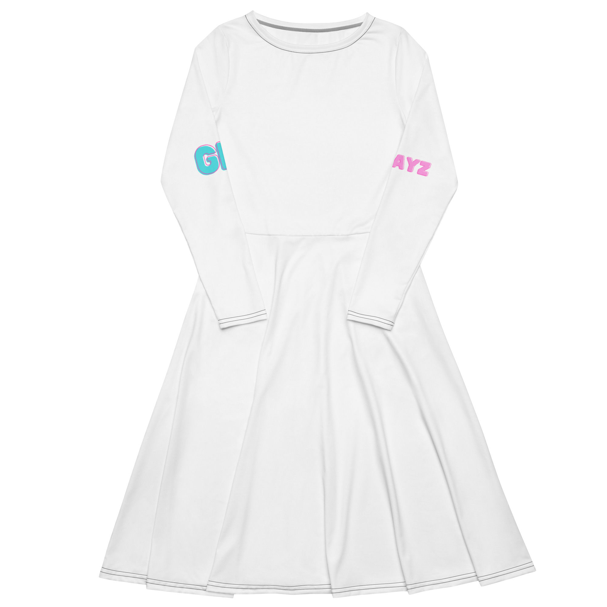 All-over print long sleeve midi dress