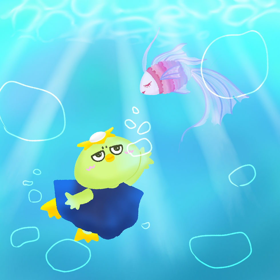 ポストカード カッパと金魚