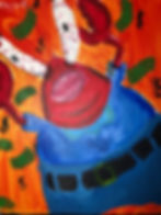 Picture of Mr. Krabs from Sponge Bob Square Pants television show. Picture is textured acrylic paint.