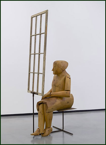 WOMAN GAZING THROUGH A WINDOW by Louise Kruger