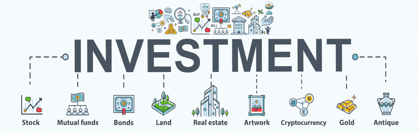 Different asset classes to choose from: Stocks, bonds or real estate.