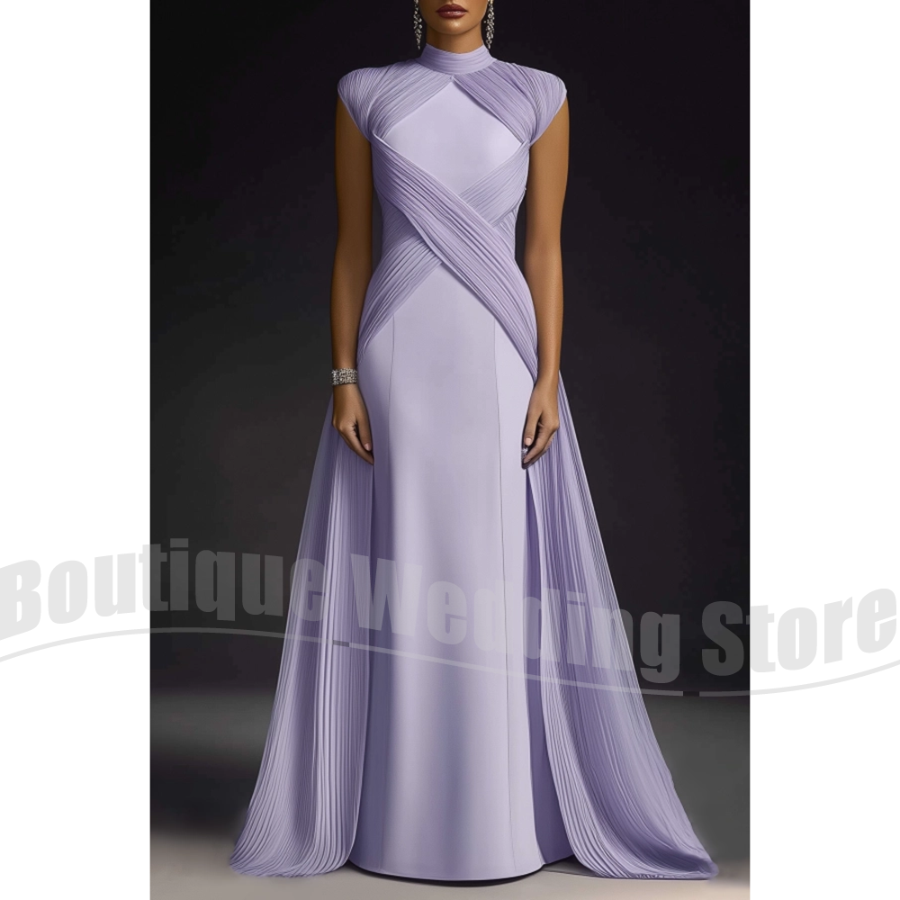Evening Dresses for Women Fashion Pleated Draped Prom Gowns Slim Elegant High Co